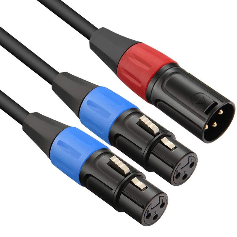 JOMLEY كابل تقسيم JOMLEY XLR، 3 دبابيس متوازنة 1 XLR ذكر إلى 2 XLR أنثى كابل ميكروفون Y-Splitter - 5 أقدام - Image 1